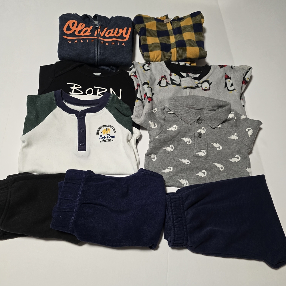 18-24M Boys Onsies, Sweaters, Sweatpants, Footie & Plush Dog Bundle - 10 Items - Picture 2 of 16